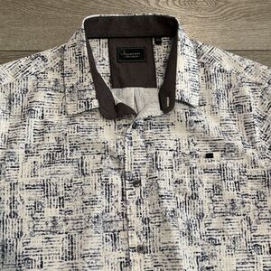 7 Diamonds 4 Way‎ Stretch Button Down Shirt Men Large Abstract All Over Pattern